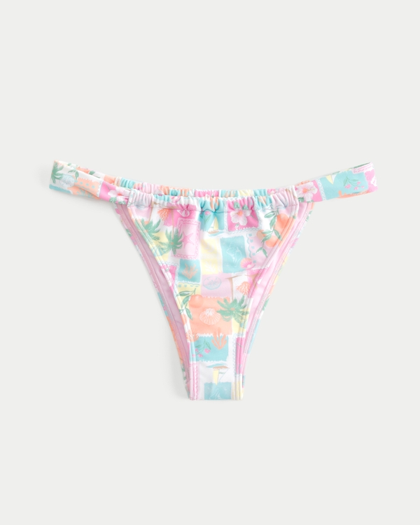 Side Strap Cheekiest Bikini Bottom, Light Pink Print view 2