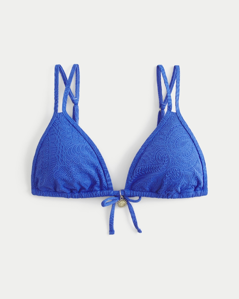 Jacquard Double-Strap Triangle Bikini Top