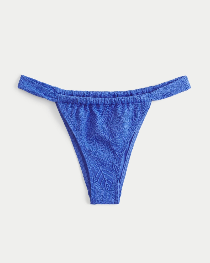 Jacquard Wide-Strap Cheekiest Bikini Bottom