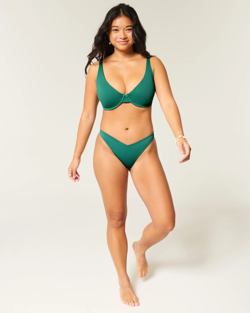 Top de bikini de canalé con aros curvy high apex