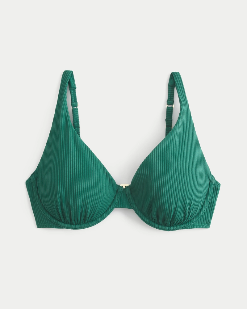 Top de bikini de canalé con aros curvy high apex