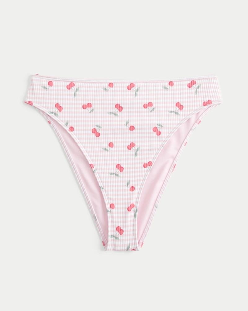 Curvy High-Leg High-Waist Ribbed Cheeky Bikini Bottom