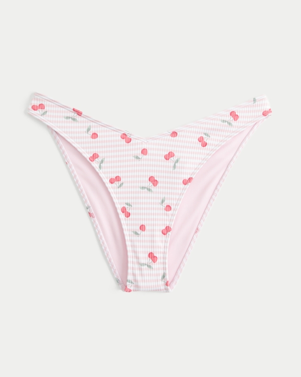 Slip bikini cheeky a coste sgambato, Rosa Chiaro Con Stampa view 2