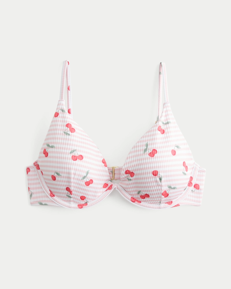 Ribbed Plunge Underwire Bikini Top