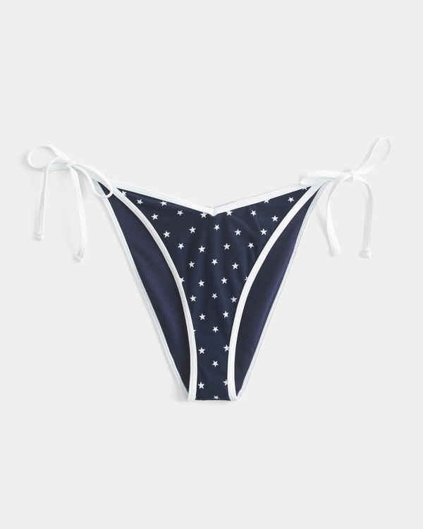 Slip Bikini Cheeky con Laccetti Laterali, Motivo Blu Navy view 2
