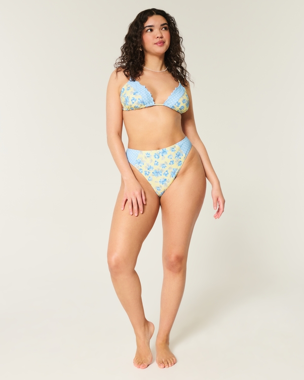 Triangel-Bikinioberteil mit Rüschenverzierung, Buttergelb Mit Muster view 2