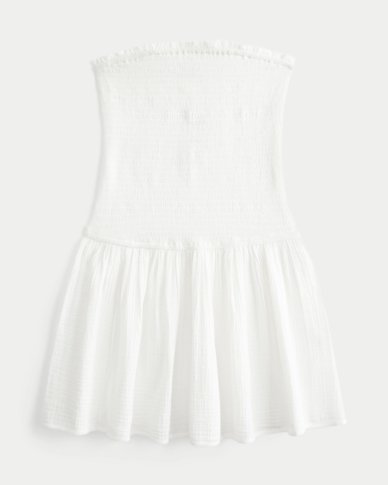 Smocked Gauze Cover Up Dress