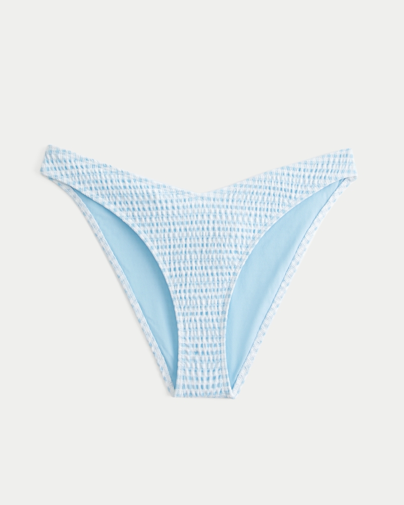 Smocked High-Leg Cheeky Bikini Bottom
