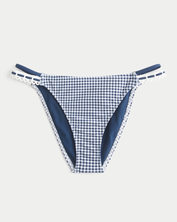 Stitched Double-Strap Cheeky Bikini Bottom, Navy Dd view 1