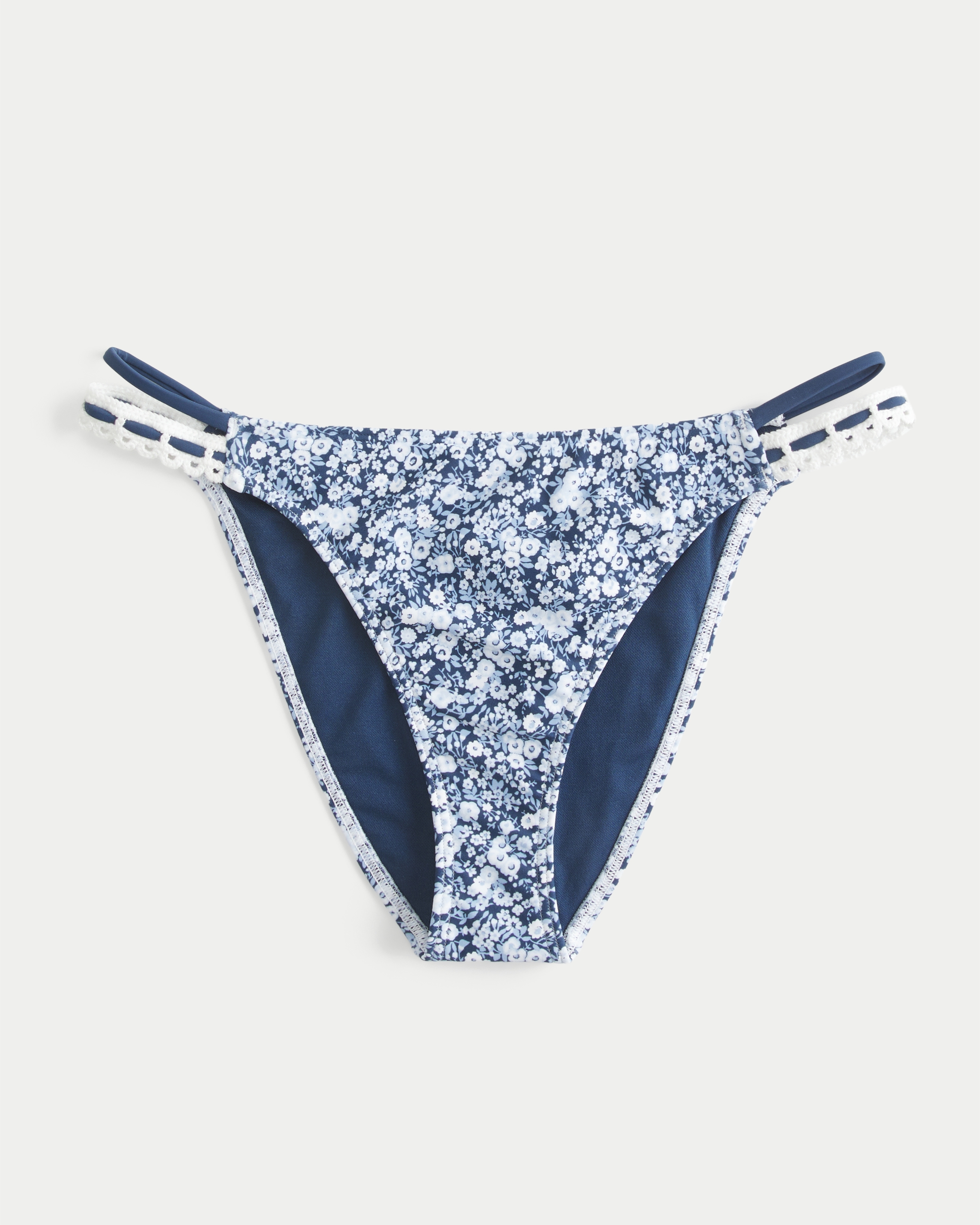 Crochet-Style Trim Double-Strap Cheeky Bikini Bottom