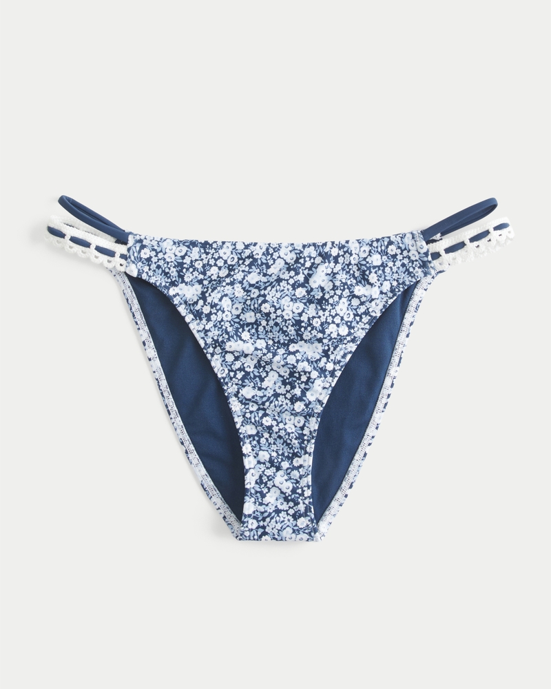 Stitched Double-Strap Cheeky Bikini Bottom