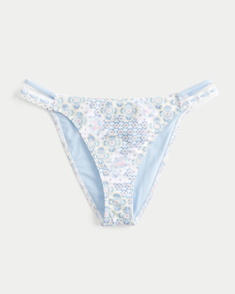 Crochet-Style Trim Double-Strap Cheeky Bikini Bottom