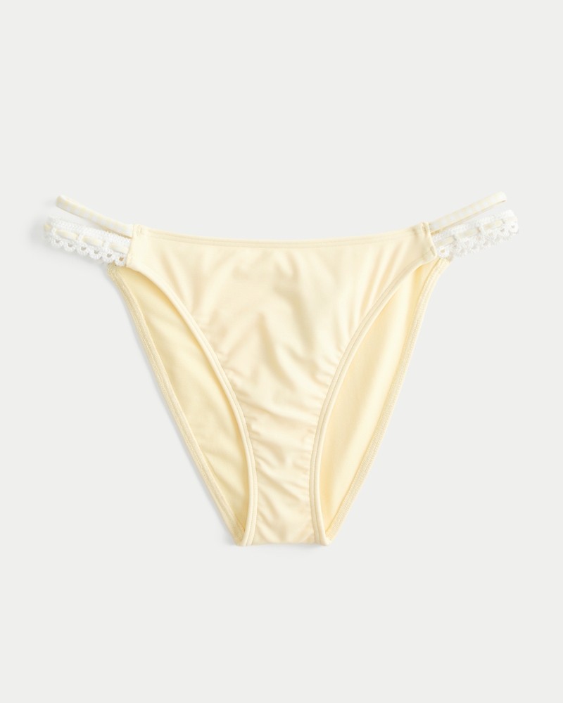 Stitched Double-Strap Cheeky Bikini Bottom