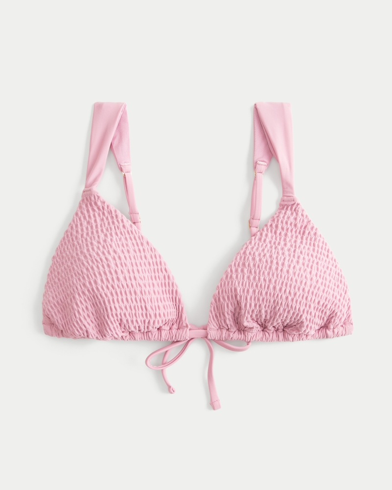 Smocked Over-the-Shoulder Triangle Bikini Top