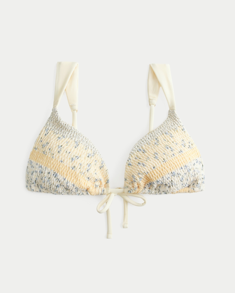 Smocked Over-the-Shoulder Triangle Bikini Top