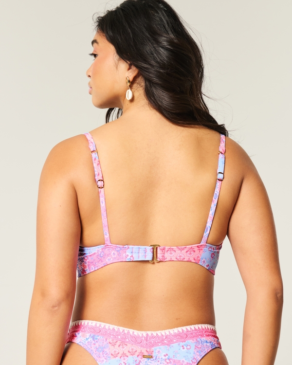 Curvy Plunge Underwire Bikini Top, Pink Print view 2
