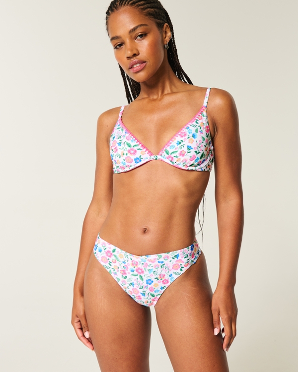 Slip Bikini Curvy Cheeky Sgambato a Vita Alta, Bianco A Fiori view 2