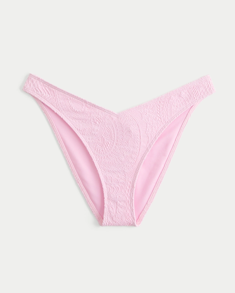 High-Leg V-Waist Jacquard Cheeky Bikini Bottom