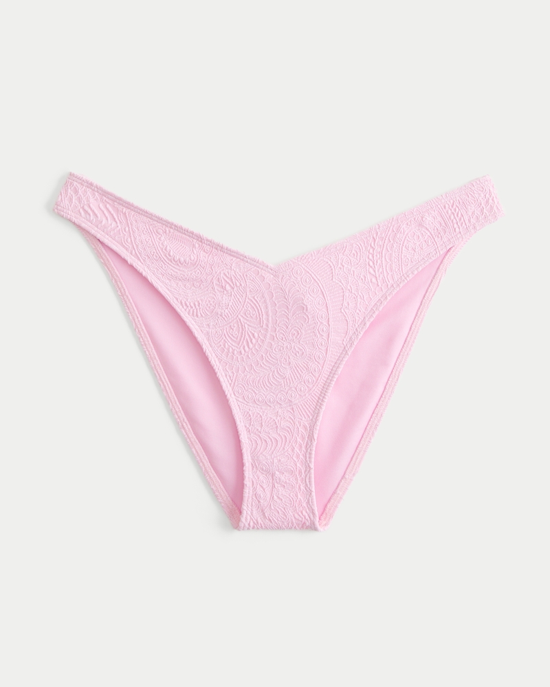 High-Leg V-Waist Jacquard Cheeky Bikini Bottom