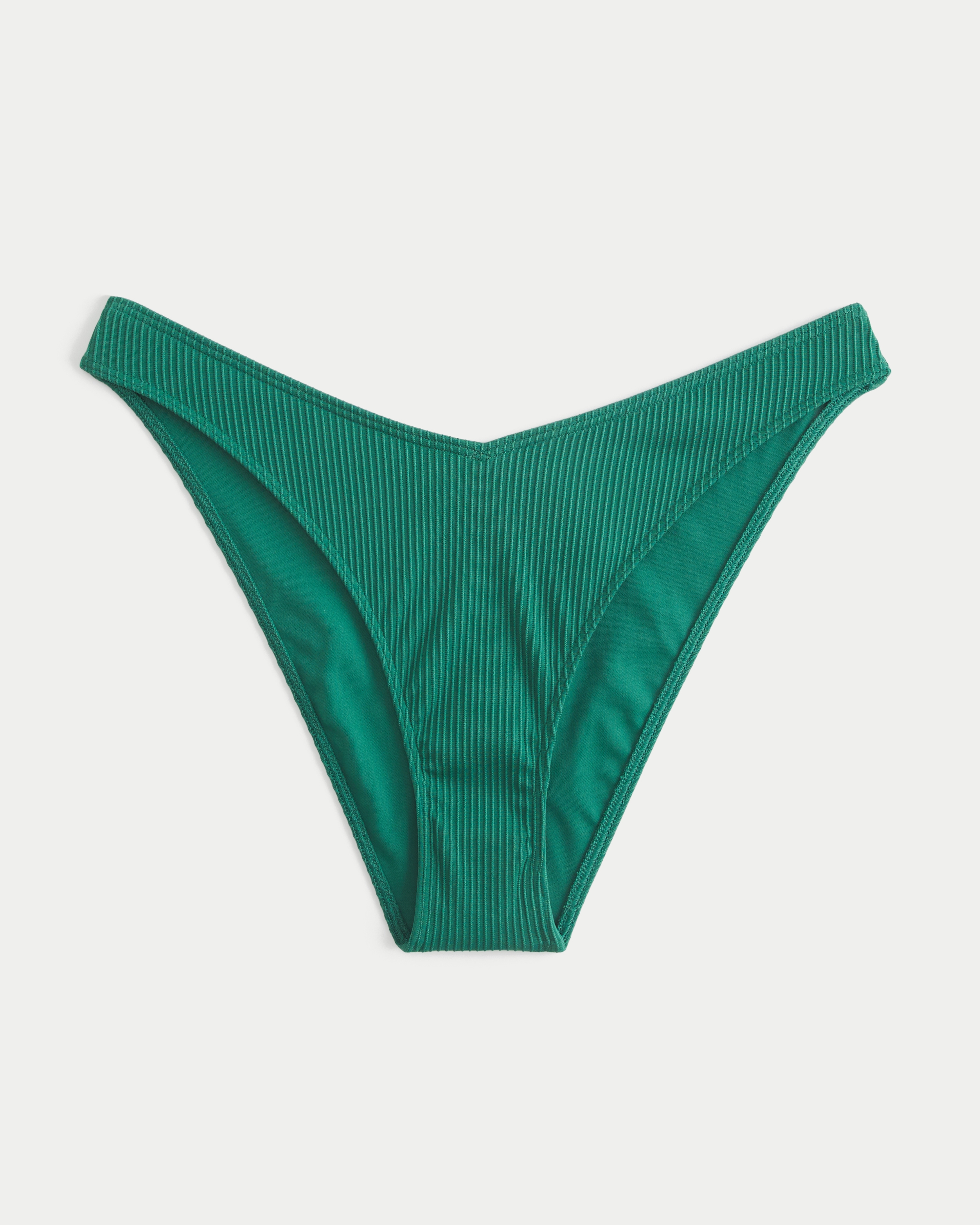 Ribbed High-Leg Cheeky Bikini Bottom