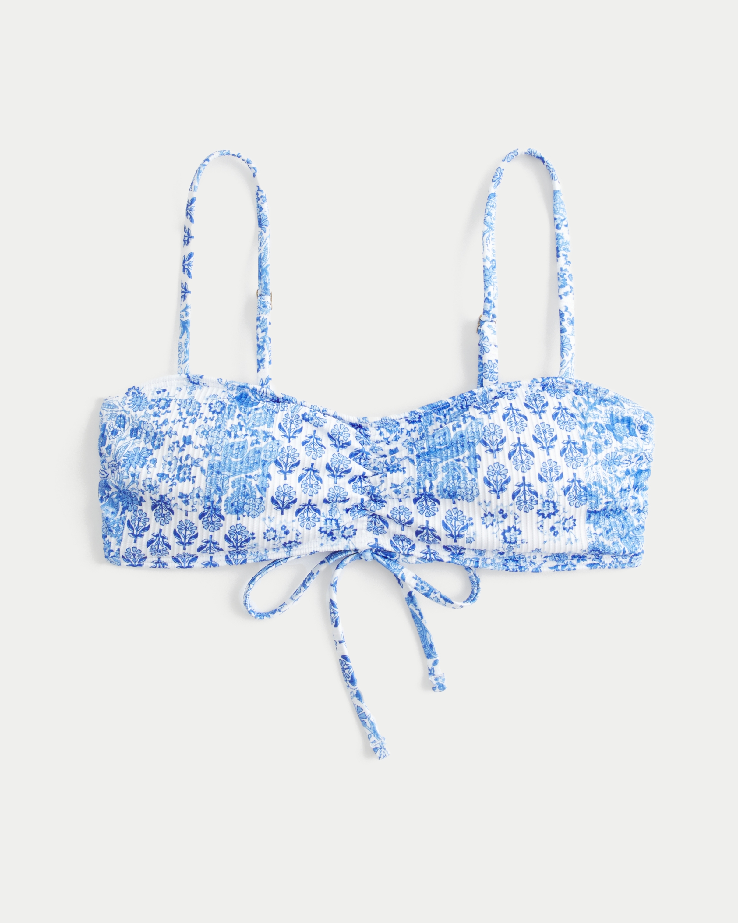 Ribbed Tie Scoop Bikini Top