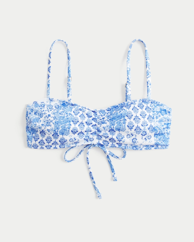 Ribbed Tie Scoop Bikini Top