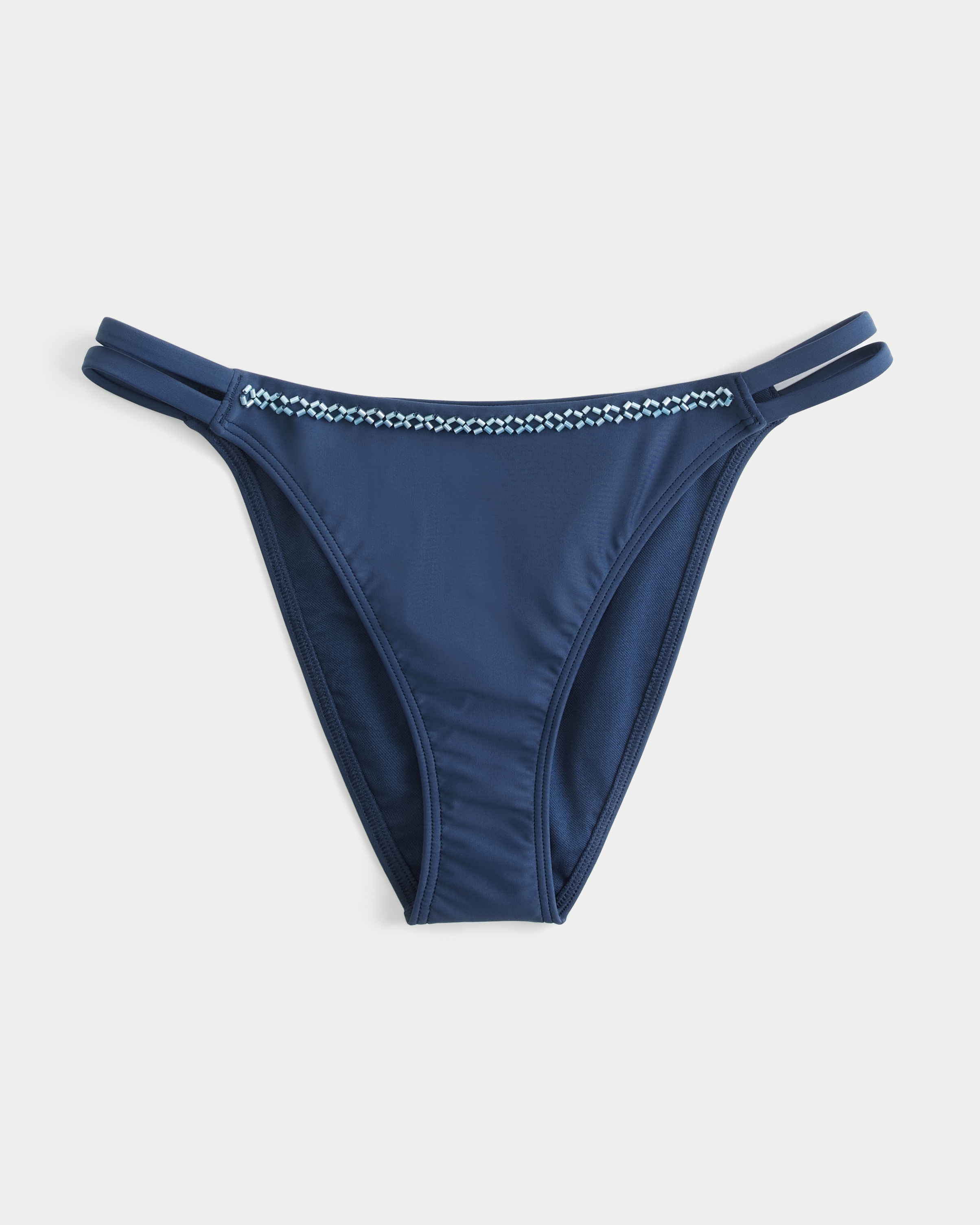Beaded Double-Strap Cheeky Bikini Bottom