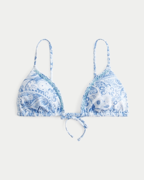 Top de bikini de triángulo adornado, Lichtblauw Met Motief view 1