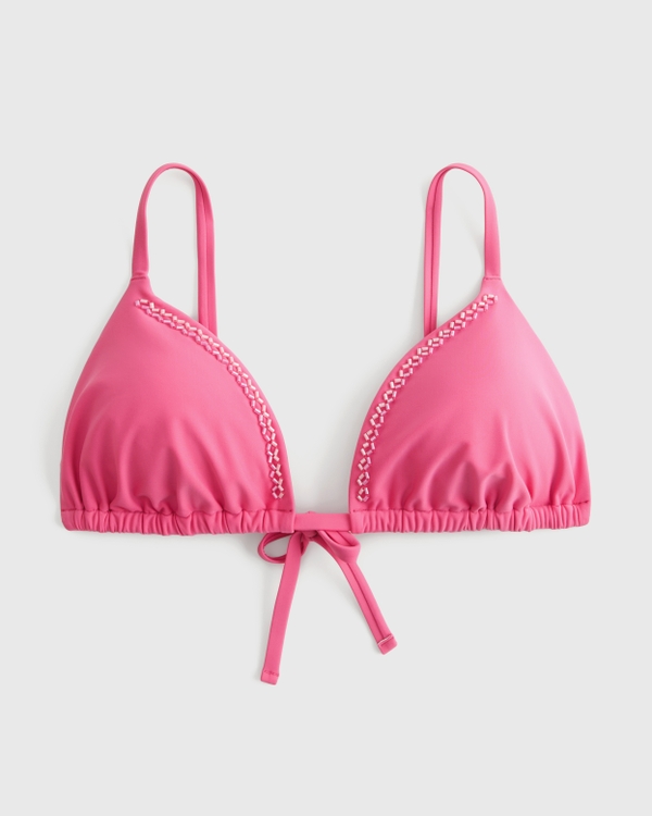 Haut de bikini triangle orné, Framboise view 1