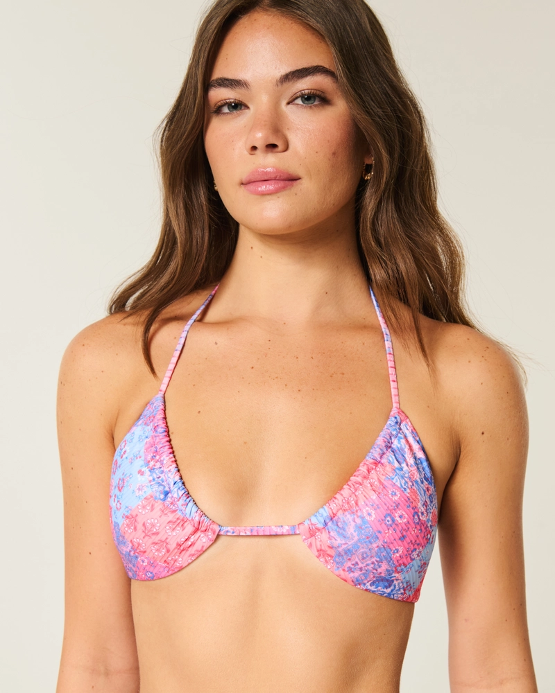 Ribbed Multi-Way Triangle Bikini Top