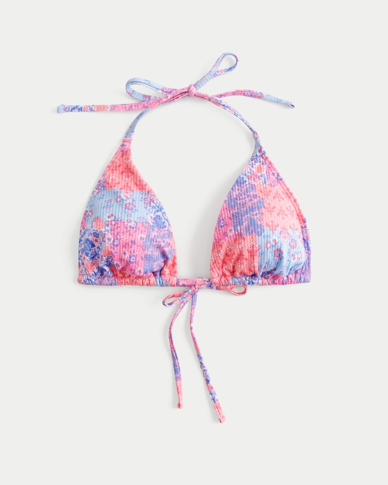 Ribbed Multi-Way Triangle Bikini Top