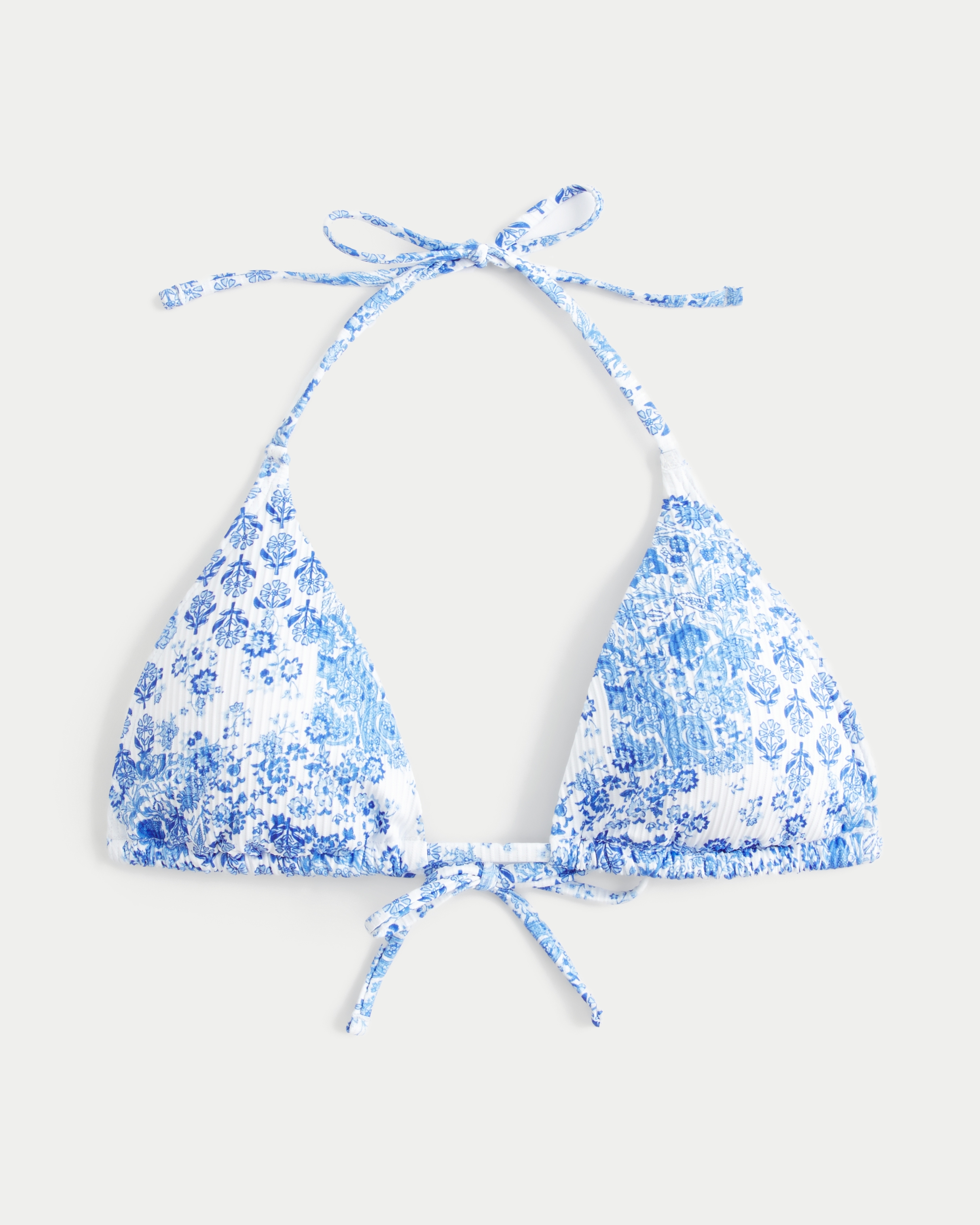 Ribbed Multi-Way Triangle Bikini Top