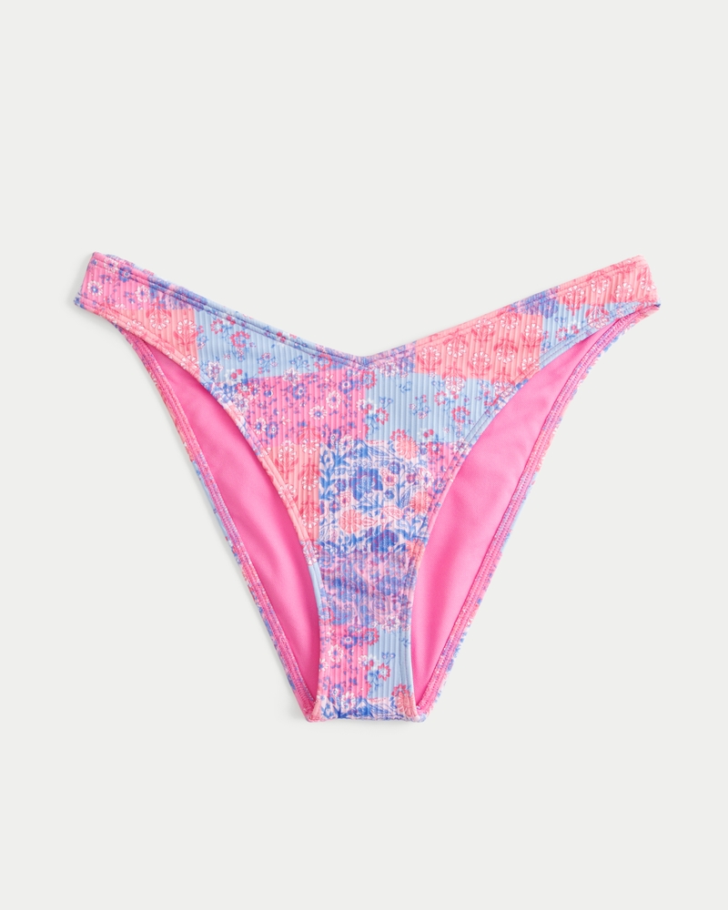 Ribbed High-Leg Cheeky Bikini Bottom