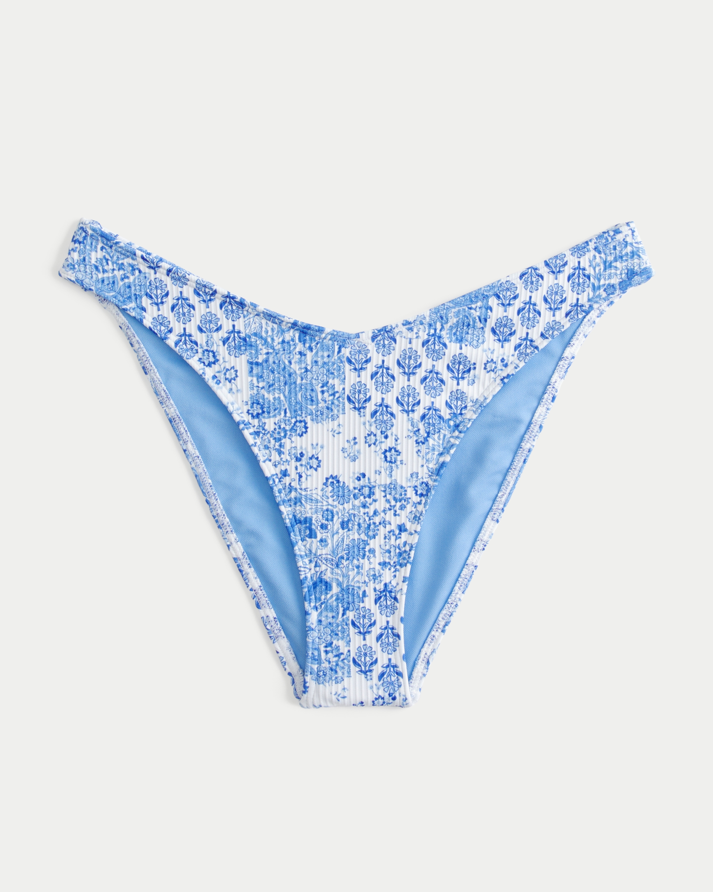 Ribbed High-Leg Cheeky Bikini Bottom