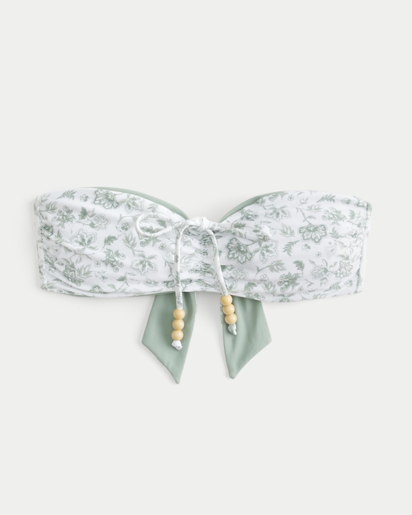 Reversible Bandeau Bikini Top, Eucalyptus Green view 1