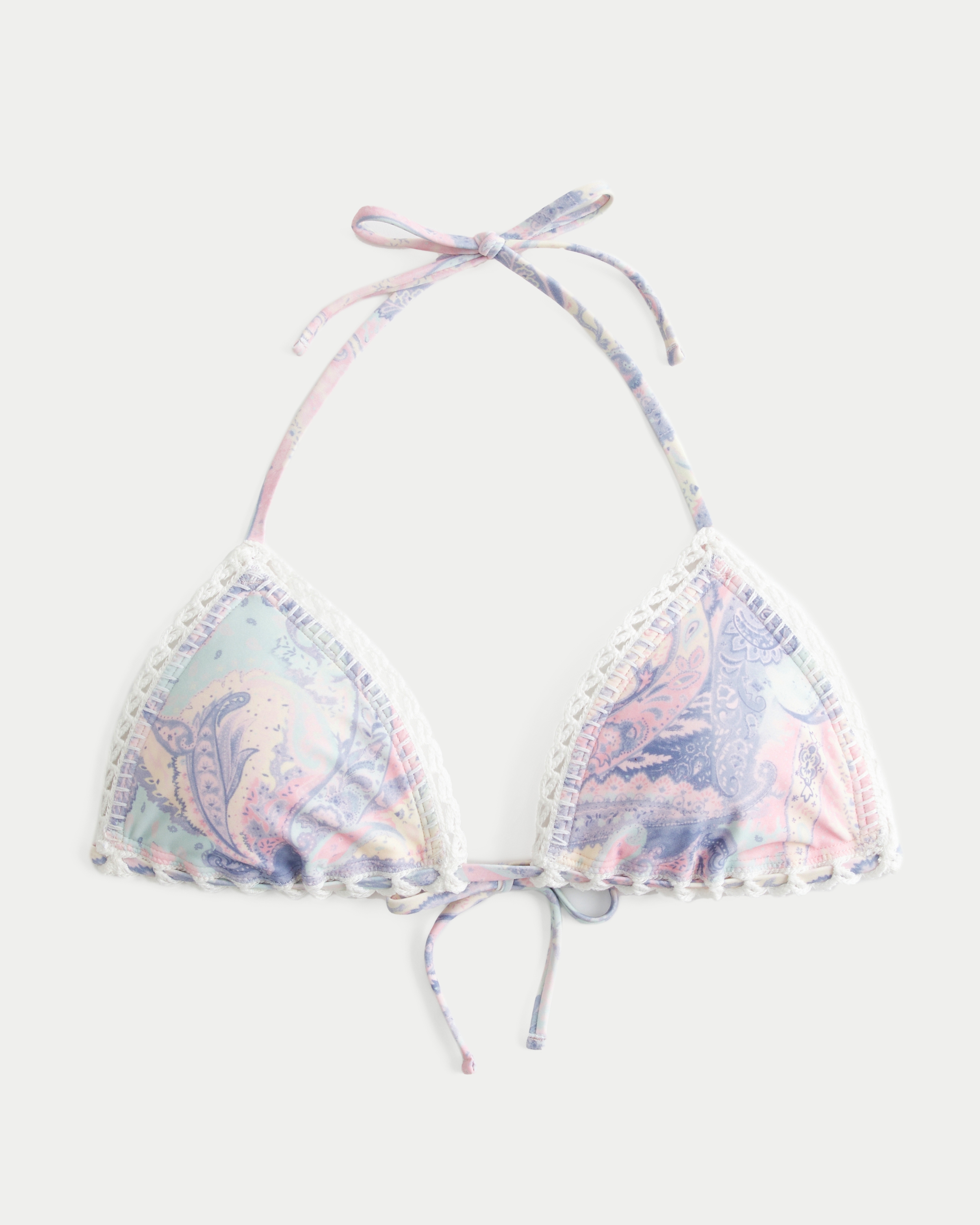 Crochet-Style Trim Triangle Bikini Top