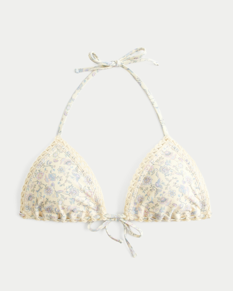 Crochet-Style Trim Triangle Bikini Top