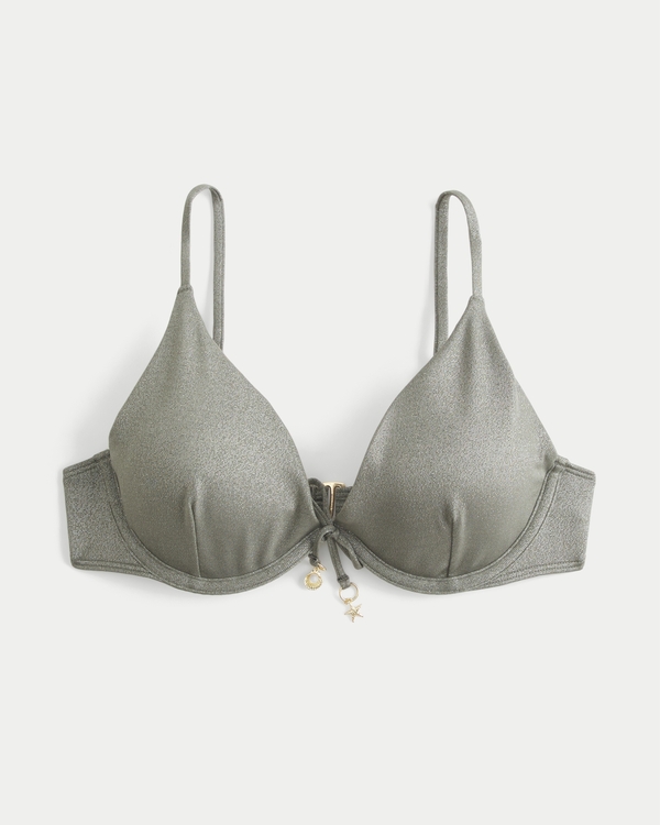 Shimmer Underwire Bikini Top, Olive Green Shine view 1