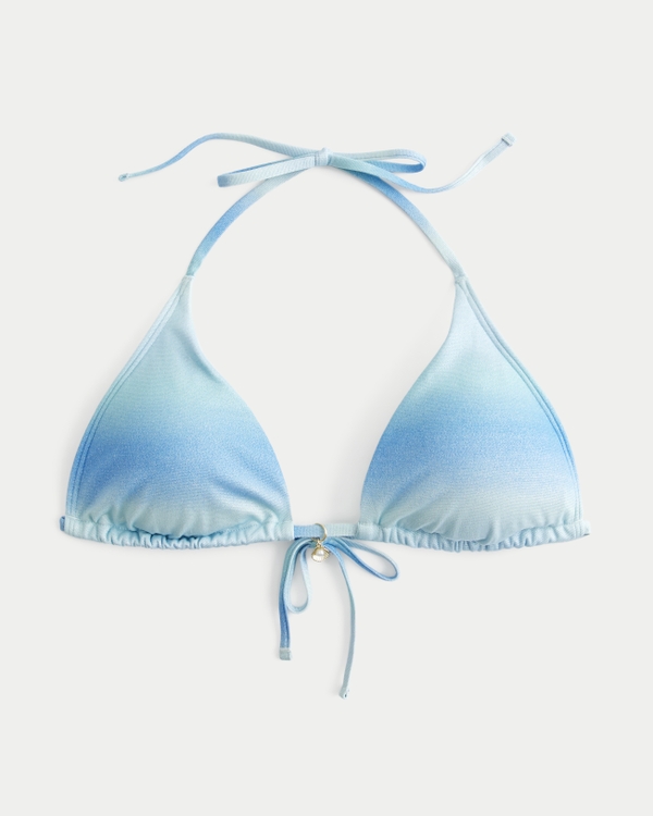 Shimmer Multi-Way Triangle Bikini Top, Ice Blue Ombre Shine view 1