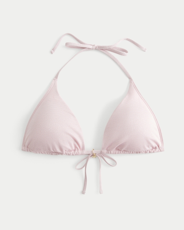 Shimmer Multi-Way Triangle Bikini Top, Light Pink Shine view 1