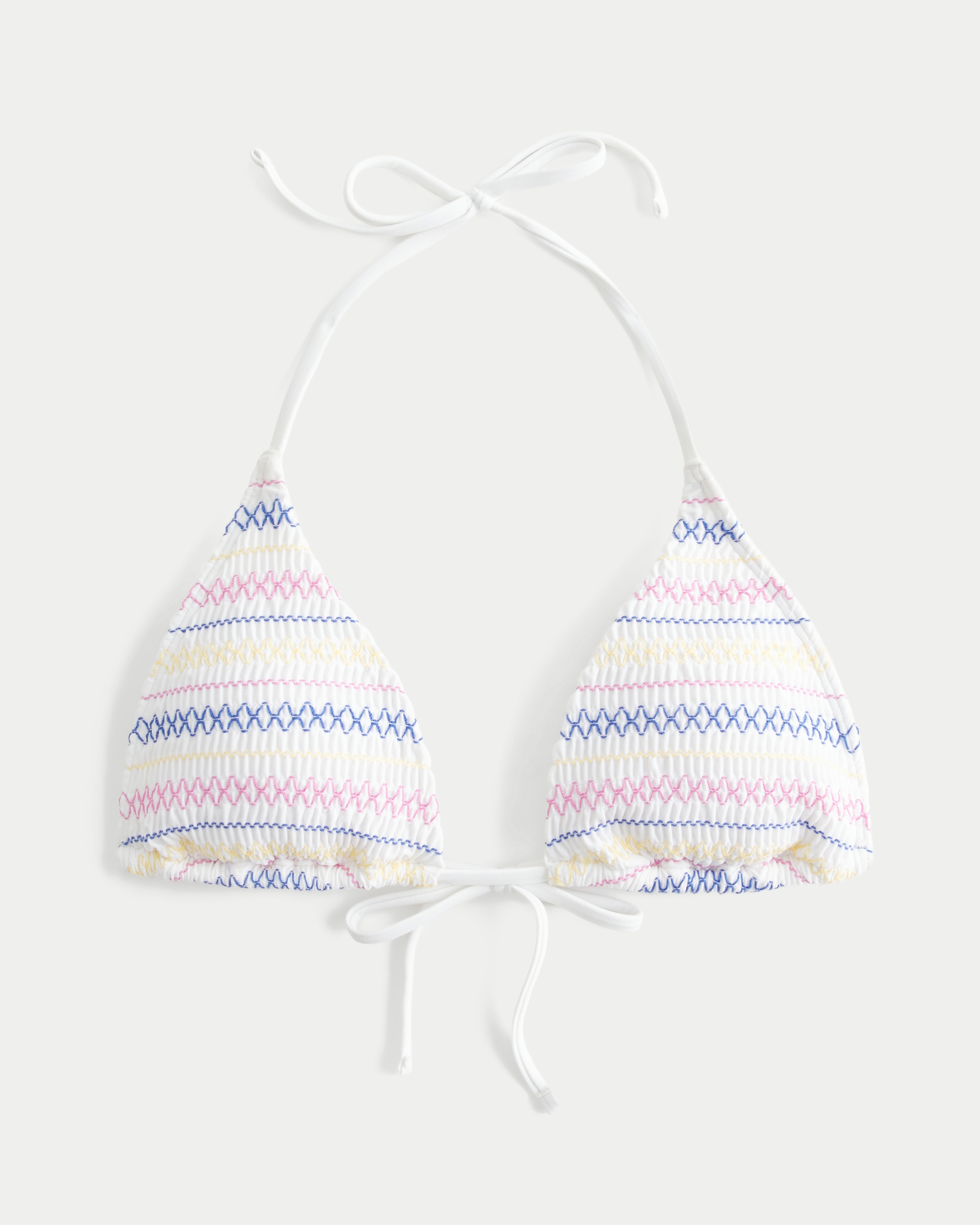 Smocked Halter Triangle Bikini Top