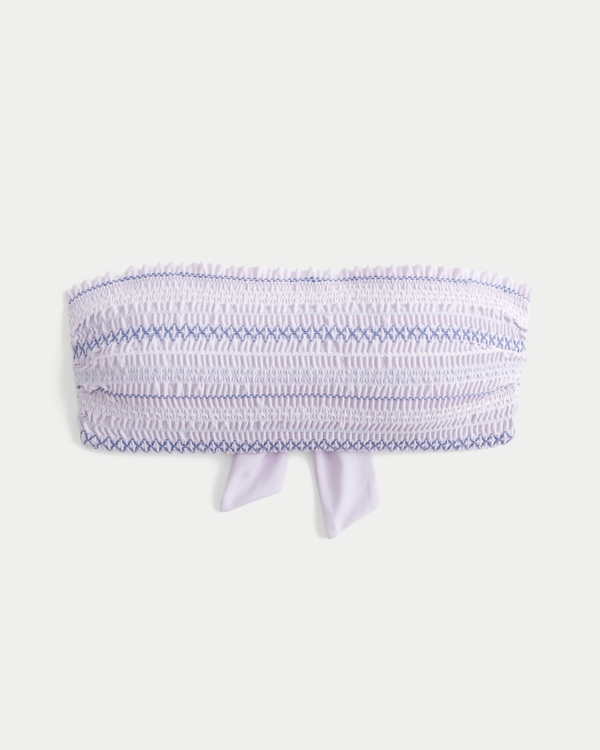 Top de bikini bandeau fruncido, Morado Pastel view 1