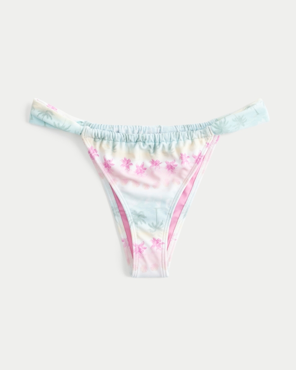 Wide Strap High-Leg Cheekiest Bikini Bottom, Light Pink Print view 1