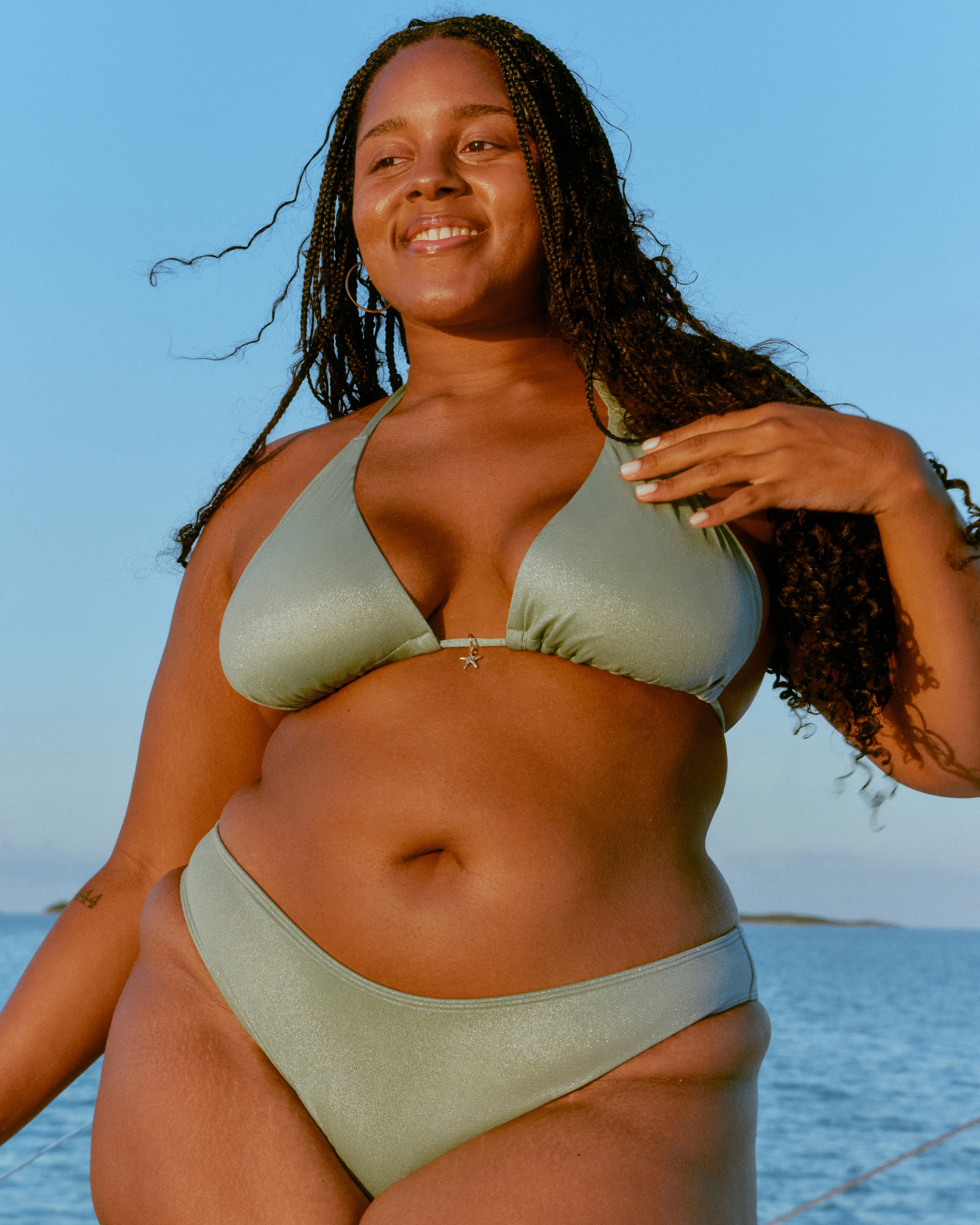 Shimmer Charm Triangle Bikini Top