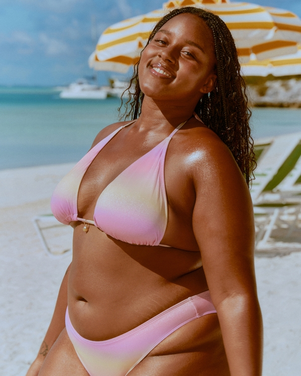 Shimmer Charm Triangle Bikini Top, Pink Ombre Shine view 1