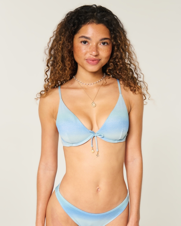Shimmer Charm Underwire Bikini Top, Light Blue Ombre Shine view 1
