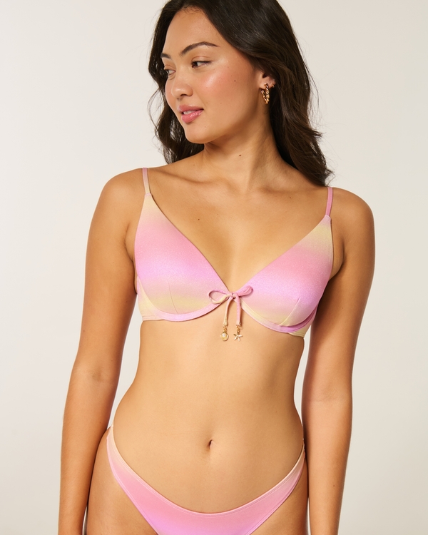 Shimmer Charm Underwire Bikini Top, Light Pink Ombre Shine view 1