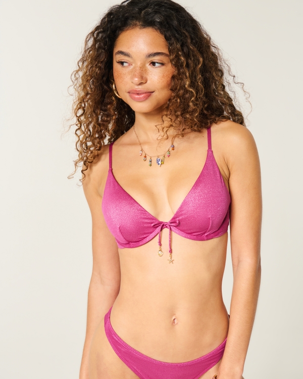 Shimmer Charm Underwire Bikini Top, Magenta Shine view 1