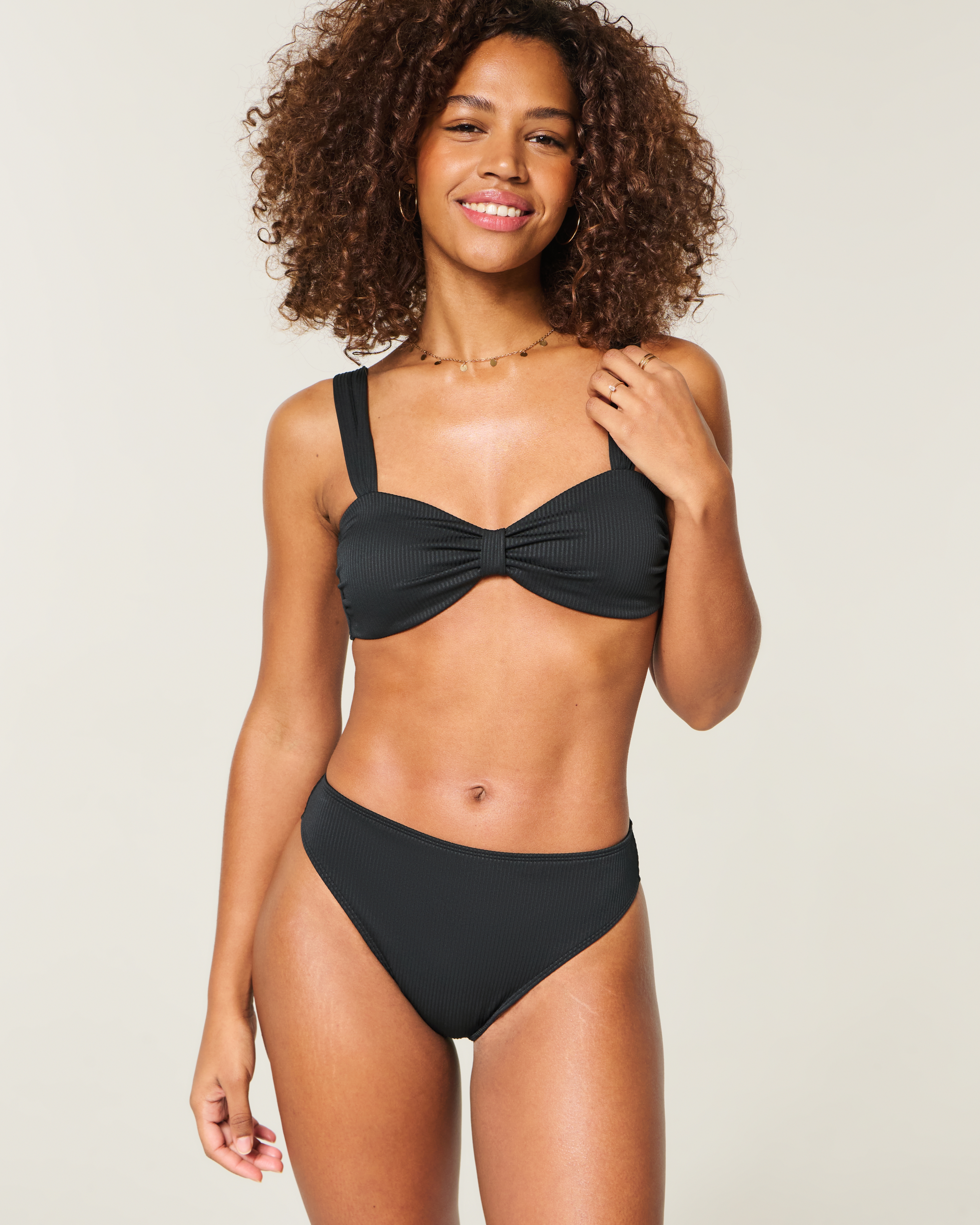 Curvy High-Leg High-Waist Ribbed Cheeky Bikini Bottom