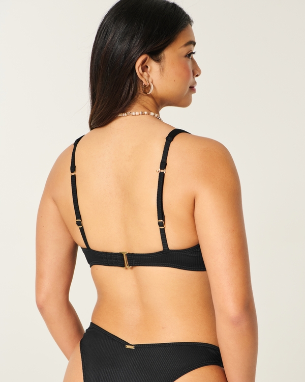 Curvy High Apex Ribbed Underwire Bikini Top, Black view 2
